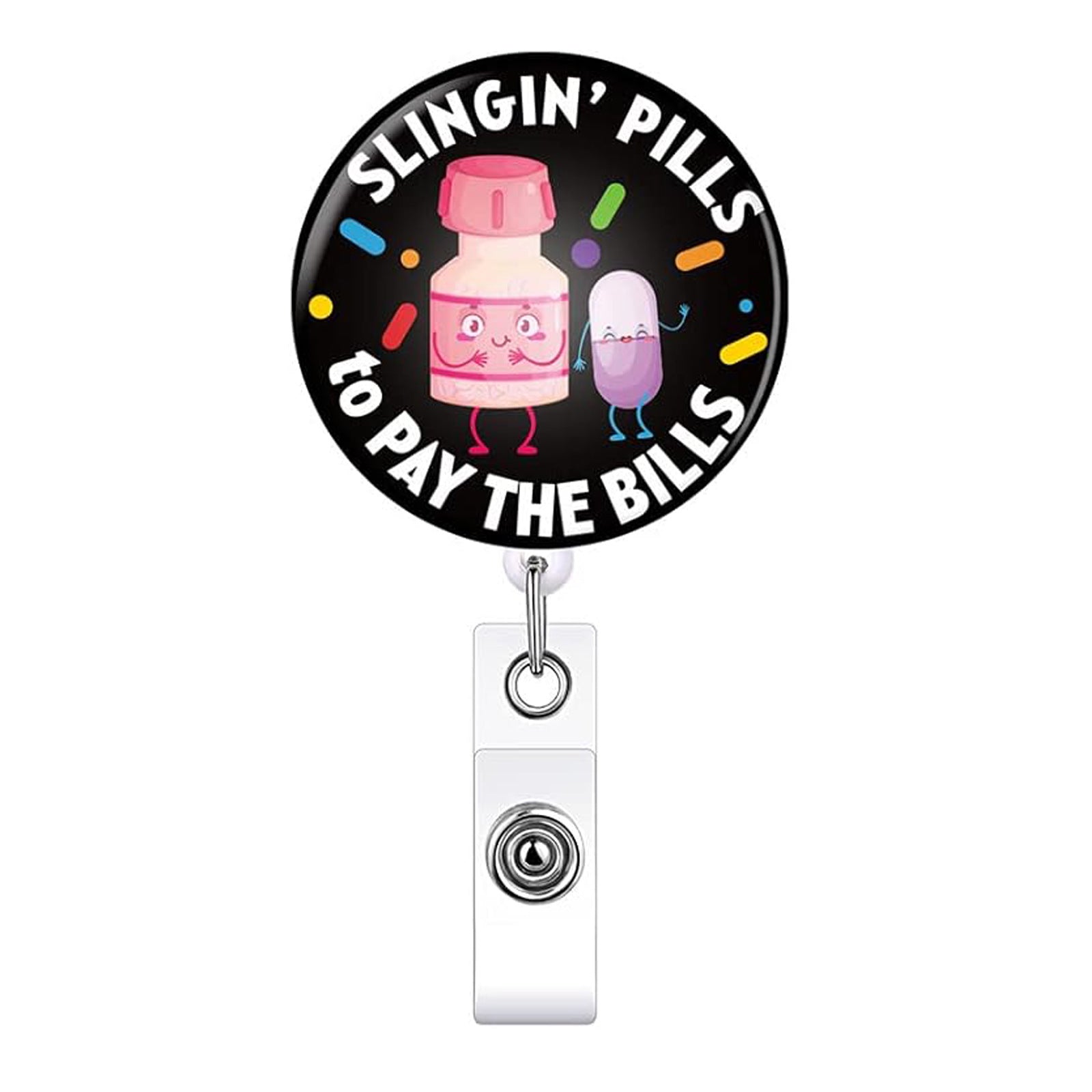 Wholesale Medical Glue Patch Medicine Bottle Pill Retractable Rotating Badge Keychain ACC-KC-QiDing023