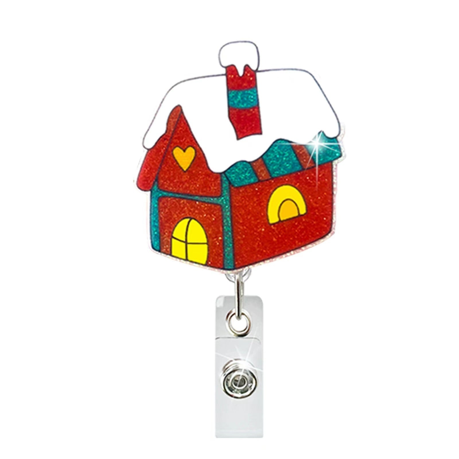 Wholesale Christmas Tree Holiday Glitter Badge Clip Retractable Keychain ACC-KC-LingYu014