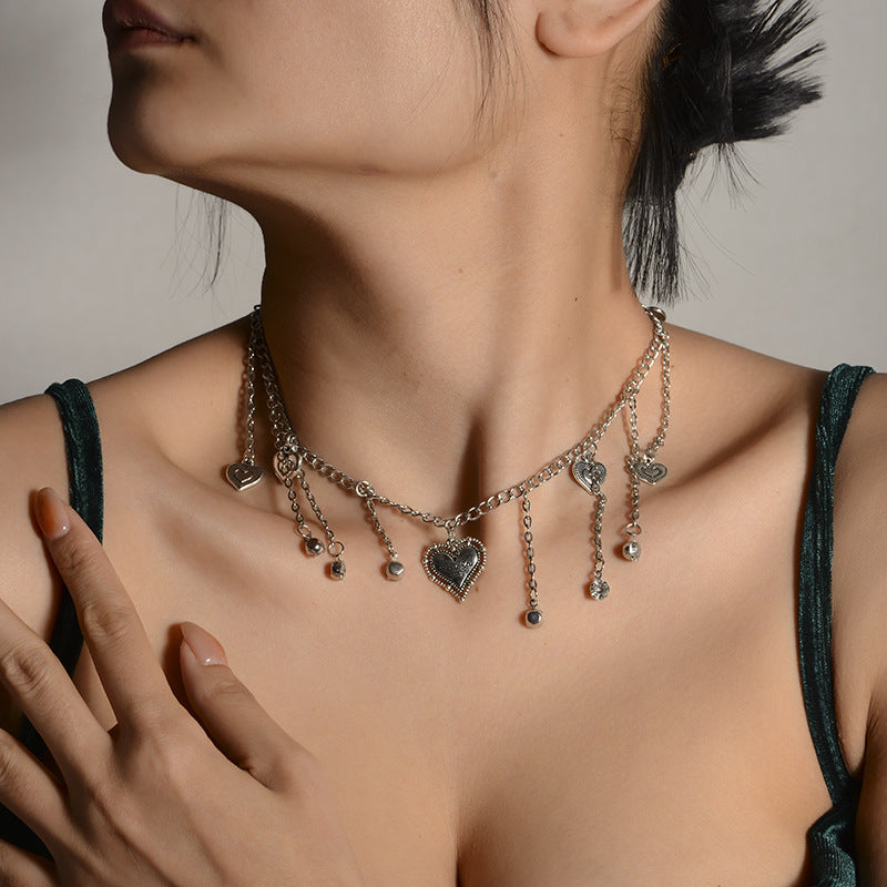 Wholesale Micro-inlaid Moon Necklace Star Tassel Clavicle Chain