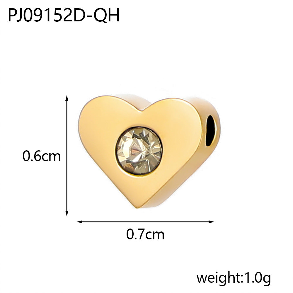Wholesale Heart DIY stainless steel December birthstone set peach heart pendant