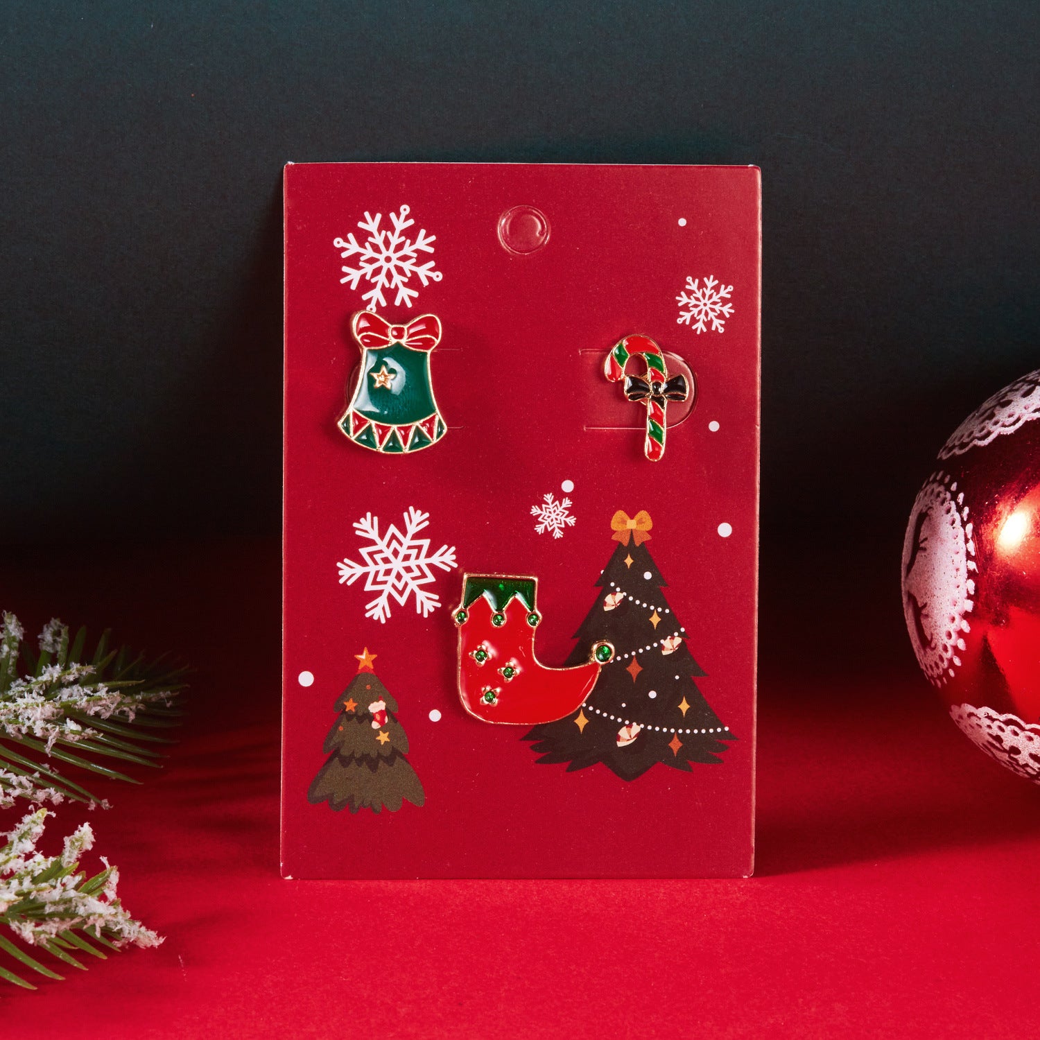 Wholesale Elk Christmas Tree Snowflake Brooch 3-Piece Set