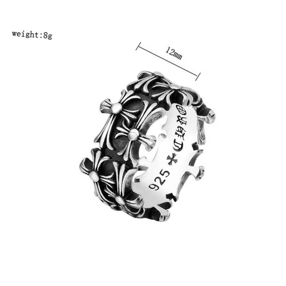 Wholesale Trendy Double Cross Couple Ring Adjustable Retro Color Zinc Alloy Fashion Accessory