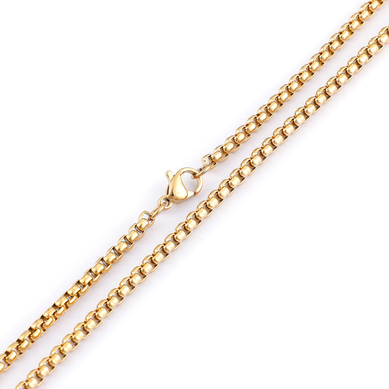 Wholesale Electroplated 18K Gold Square Pearls Titanium Steel Necklaces ACC-NE-KaLun005