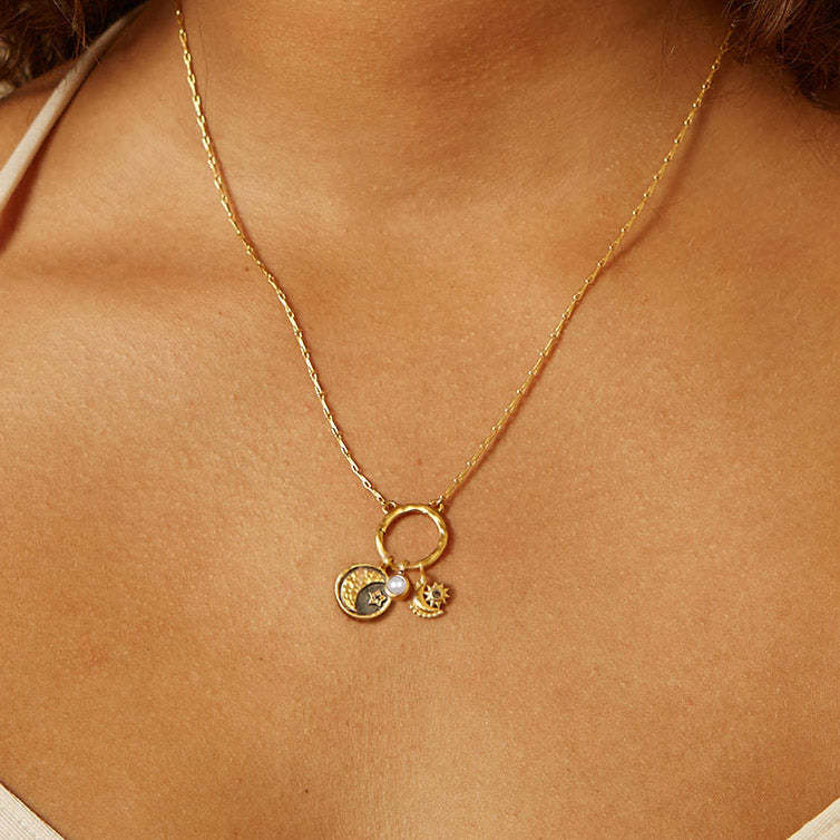 Wholesale Sun Demon Eye Moon Twelve Birthday Stone Necklace