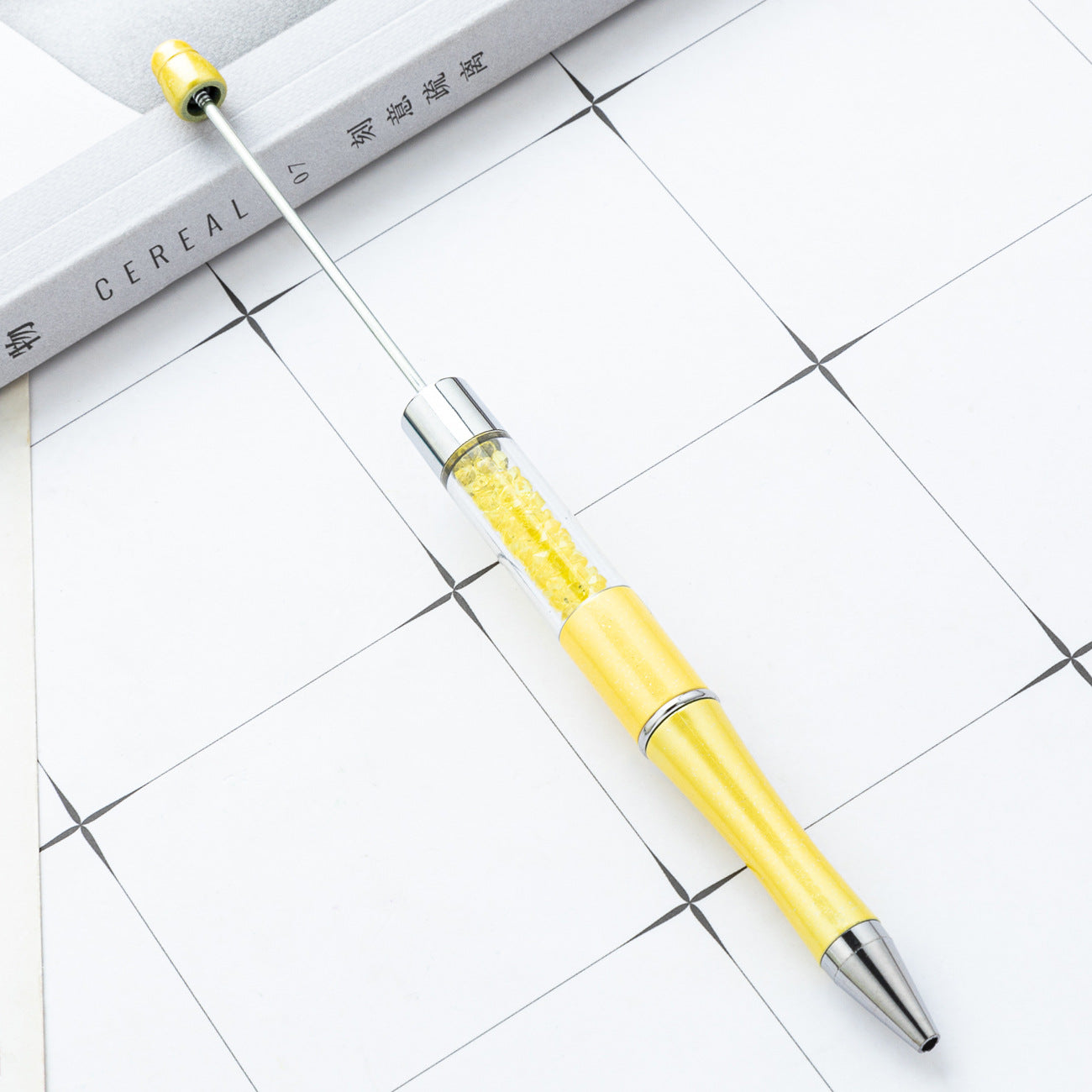 Wholesale DIY Crystal Beadable Pens Multi-Color Rotating Plastic Pen