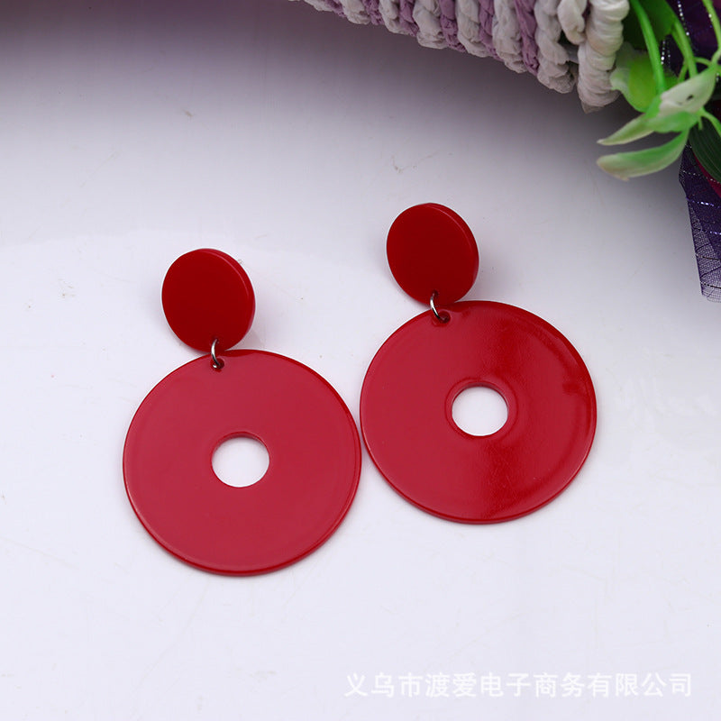 Wholesale  12-Color Round Cut Out Acrylic Earrings