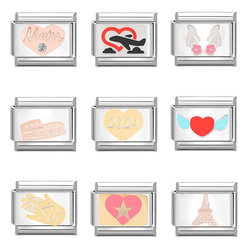 Wholesale Italian Charm Bracelet 9mm DIY Splicing Creative Stainless Steel Composable Bracelet