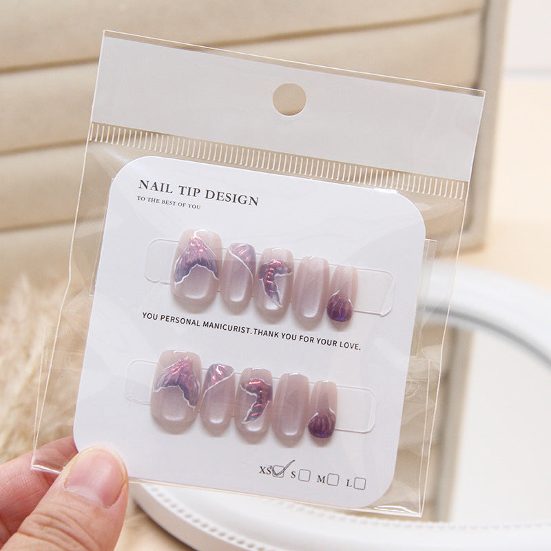 Wholesale 10 Pieces/box Purple Cat Eye Nails Kits Nail Stickers
