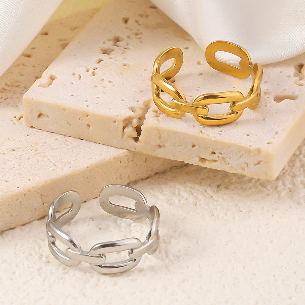 Wholesale stainless steel rings with 18K gold plated open rings