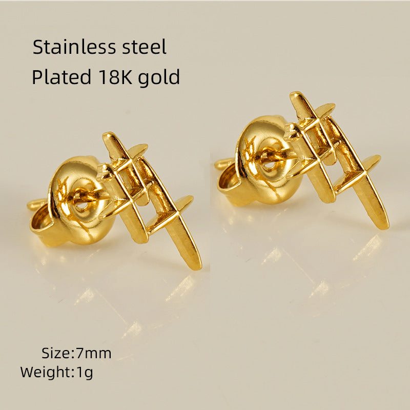 Wholesale European and American Ins Style Mini Titanium Steel Earrings,  Elegant Heart-Shaped Earrings,  18K Stainless Steel Irregular Earrings for Women