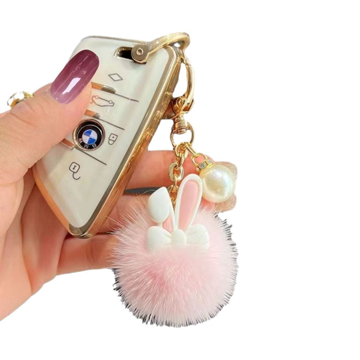 Wholesale Cute Rabbit Fur Ball Plush Keychain