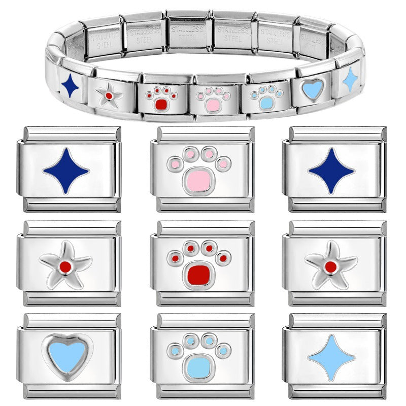 Wholesale Italian Charm Bracelet 9mm DIY Splicing Creative Pattern Stainless Steel Composable Bracelet
