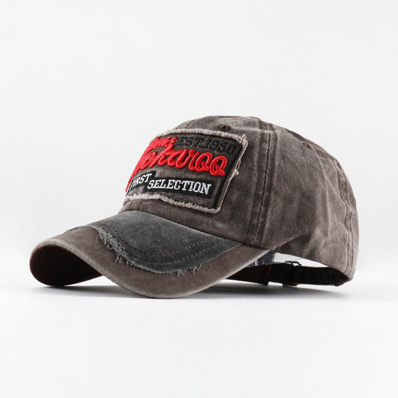 Wholesale Distressed Washed Denim Baseball Cap With Letter Patch Adjustable Unisex Hat Trendy Fashion Accessory For Boutique Resale