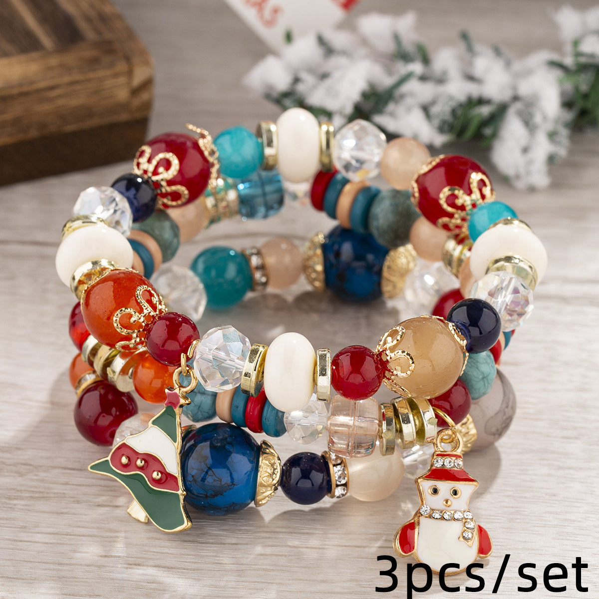 Wholesale Christmas Bohemian Multi-layer Crystal Beaded Bracelet ACC-BT-Lijie001