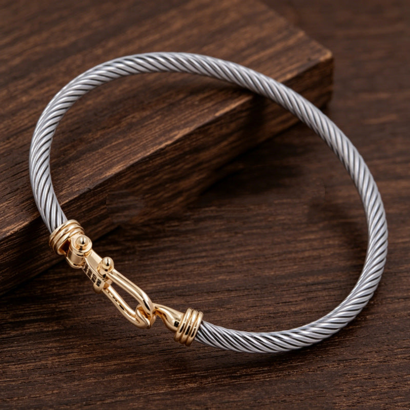Wholesale Geometric Stainless Steel Bracelet with Zircon - Trendy Everyday Wear Fashion Accessory