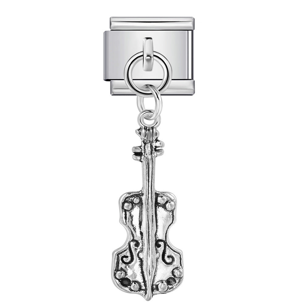 Wholesale Italian Charm Bracelet 9mm DIY Musical Instrument Shaped    Creative Stainless Steel Composable Bracelet