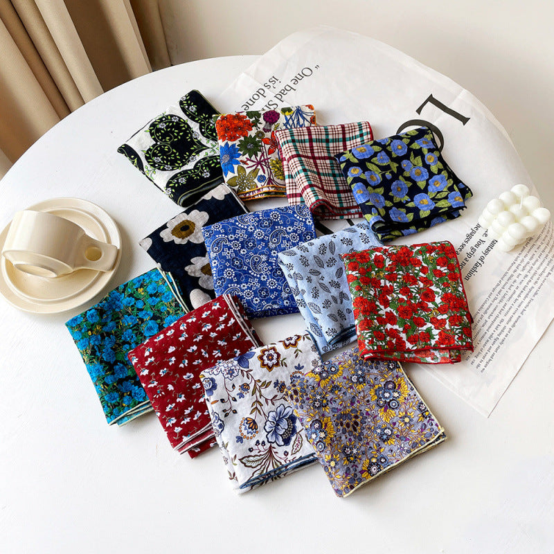 Wholesale Cotton blue cashew scarf small square scarf