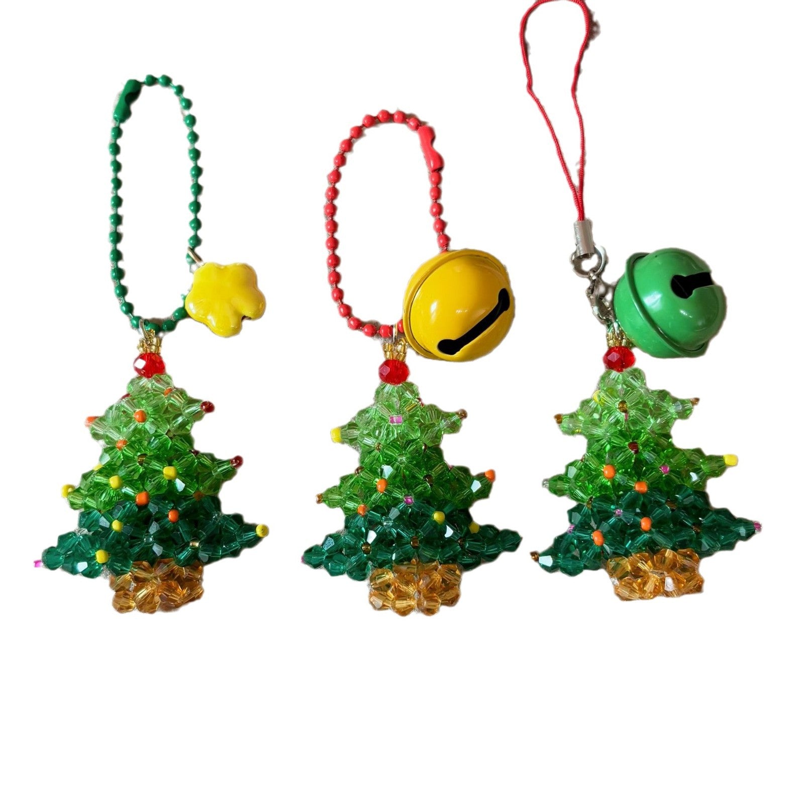 Wholesale A Christmas Tree Cute Beaded Stars Bell  Keychain