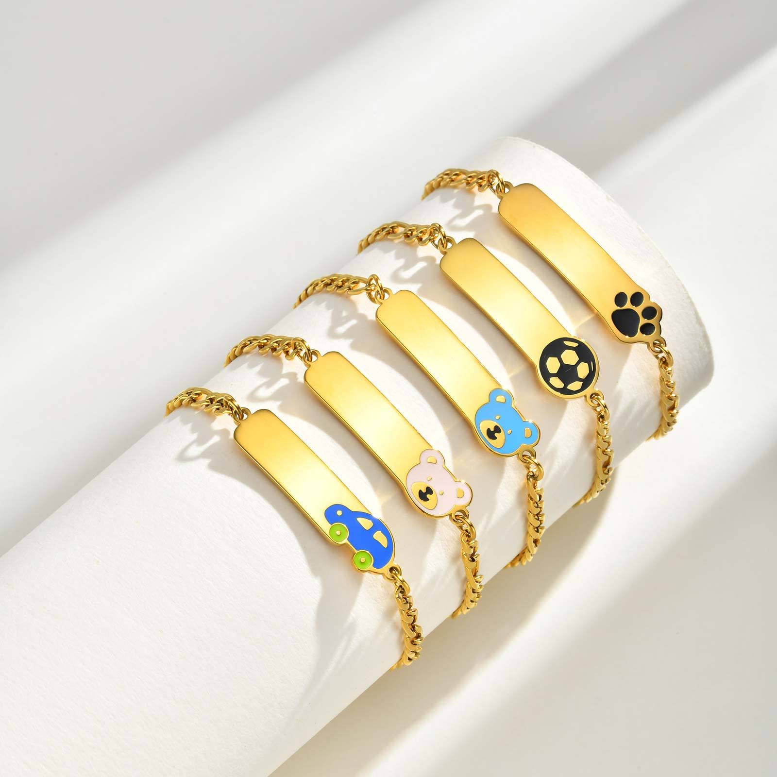Wholesale Stainless Steel Gold Tone Resin Cute Bracelet For Women Kids Fashion Jewelry Accessory Everyday Casual Gift