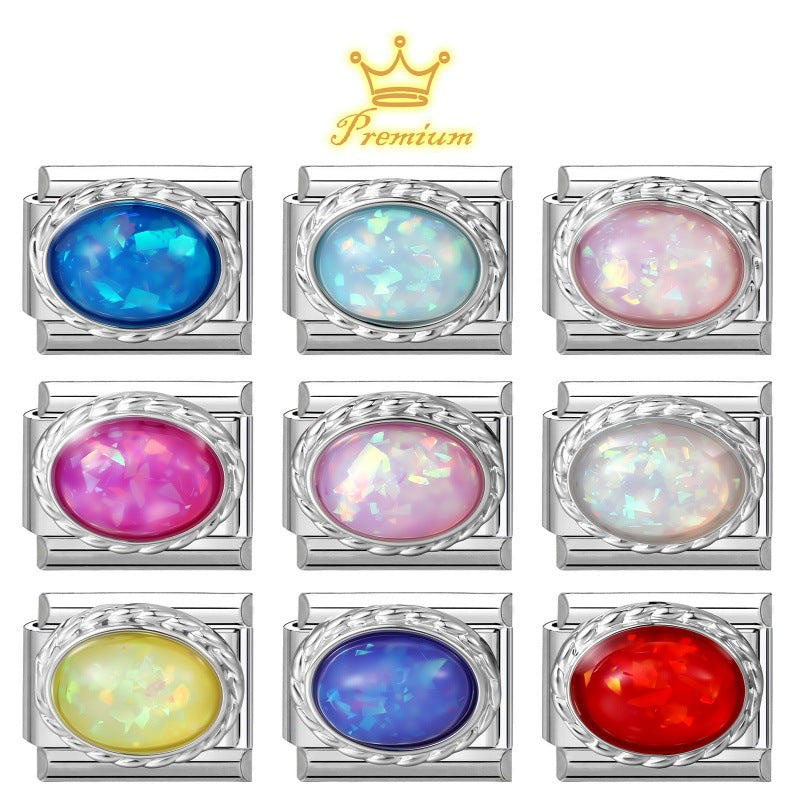 Wholesale Italian Style Modular Bracelet Charms Stainless Steel DIY Jewelry Accessories Multi Color Rhinestone Boutique Resale