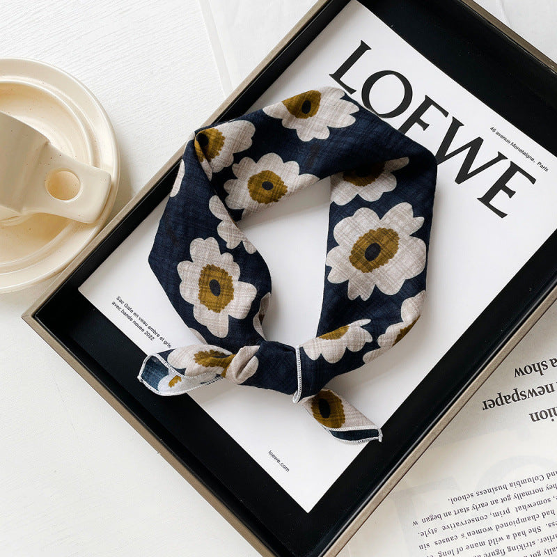 Wholesale Cotton blue cashew scarf small square scarf