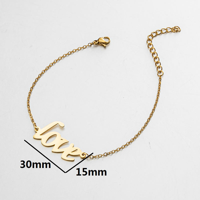 Wholesale  Stainless steel Mother's Day Pendant Fashion Retro English Letter LOVE  Bracelet