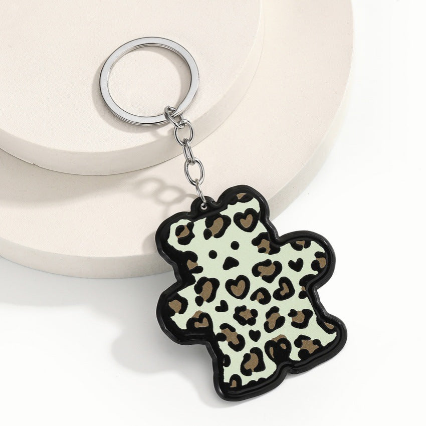 Wholesale Acrylic leopard print bear ice cream keychain