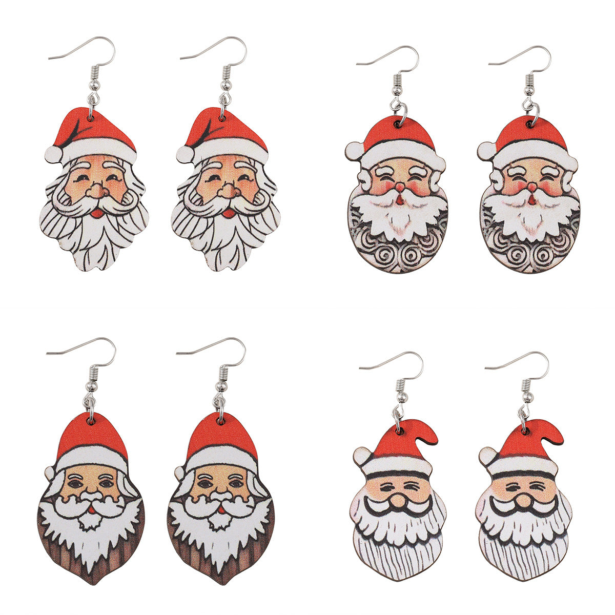Wholesale Christmas cute  pendant earrings wooden double-sided earrings