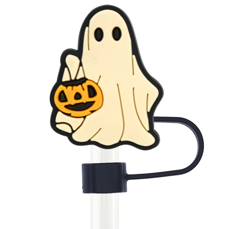 Wholesale Random 100pcs Halloween 10mm PVC Soft Straw Tube Cap ACC-SCR-RYY085