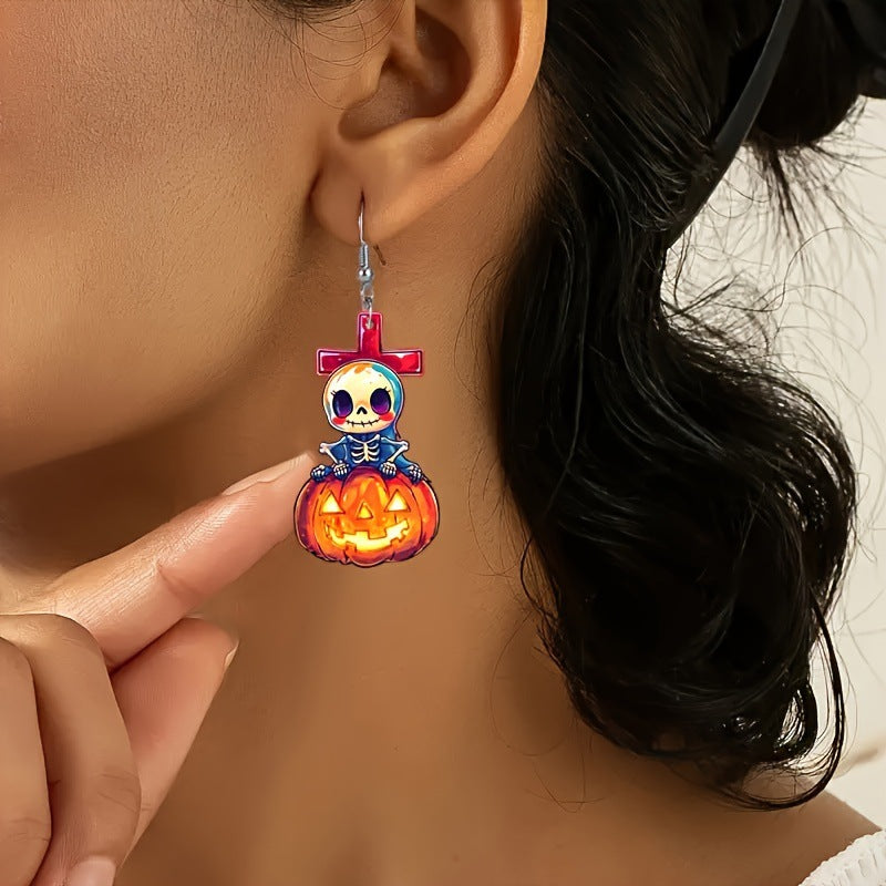 Wholesale Acrylic  Earrings Cute Cartoon Pumpkin Ghost Dark Style Party Jewelry Accessory