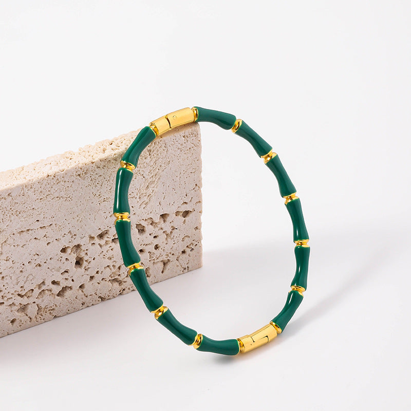 Wholesale Oil Drop Stainless Steel Multicolor Bamboo Bracelet ACC-BT-RuiX003