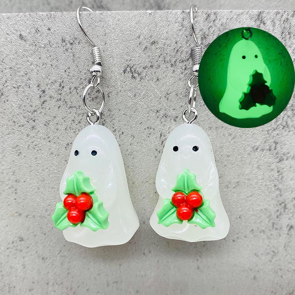 Wholesale New Christmas 3D Stereo Luminous Ghost Christmas Tree Earrings ACC-ES-ChenY103