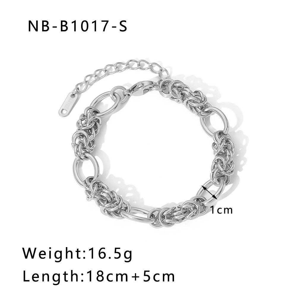 Wholesale Thick Chain Punk Style Stainless Steel 24K Gold Hand Braided Chain Bracelet ACC-BT-Xiny011