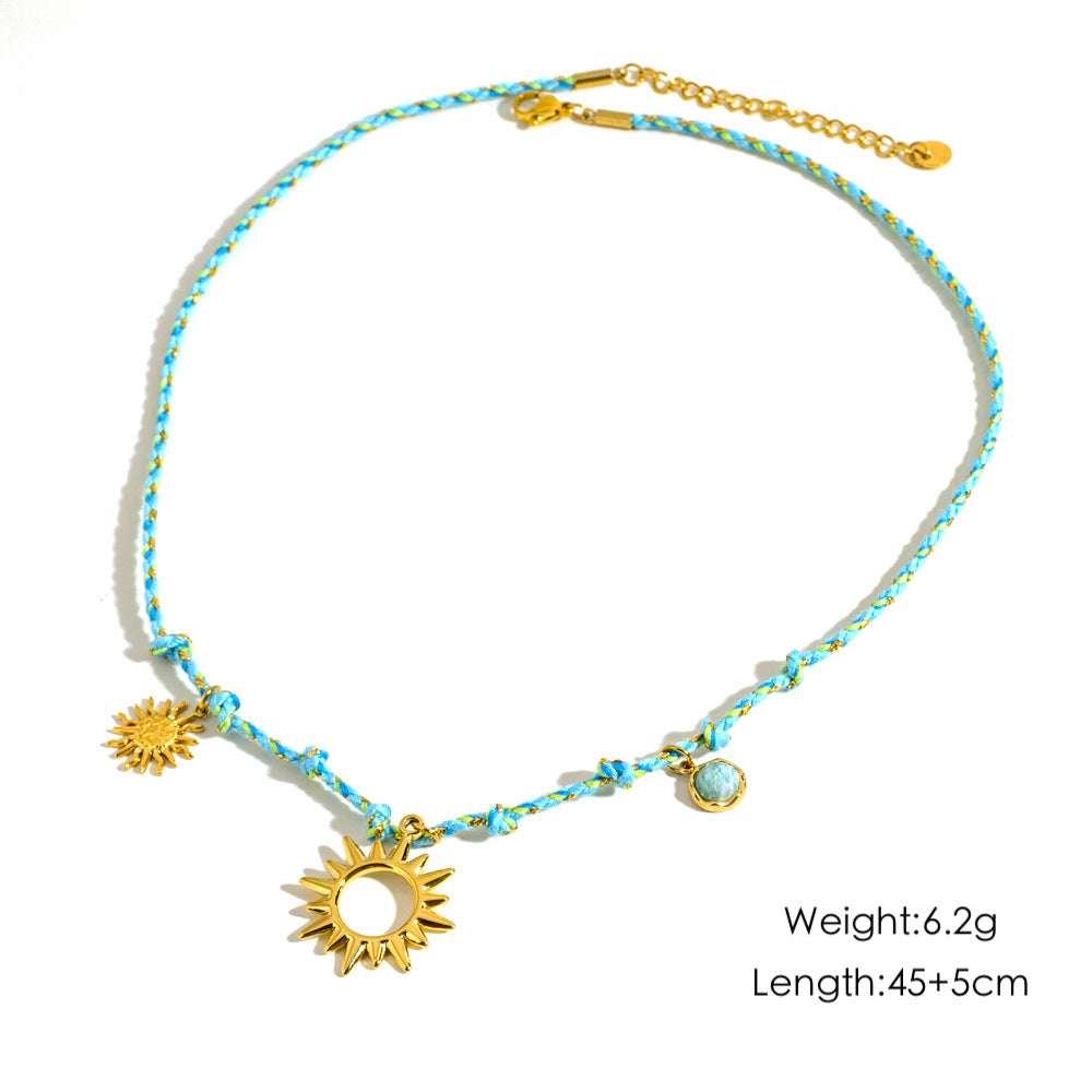 Wholesale Stainless steel Handmade Colorful Rope Necklace