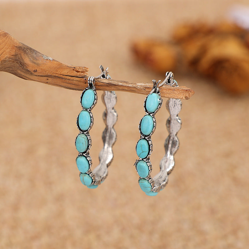 Wholesale  retro Western style Pine stone earrings