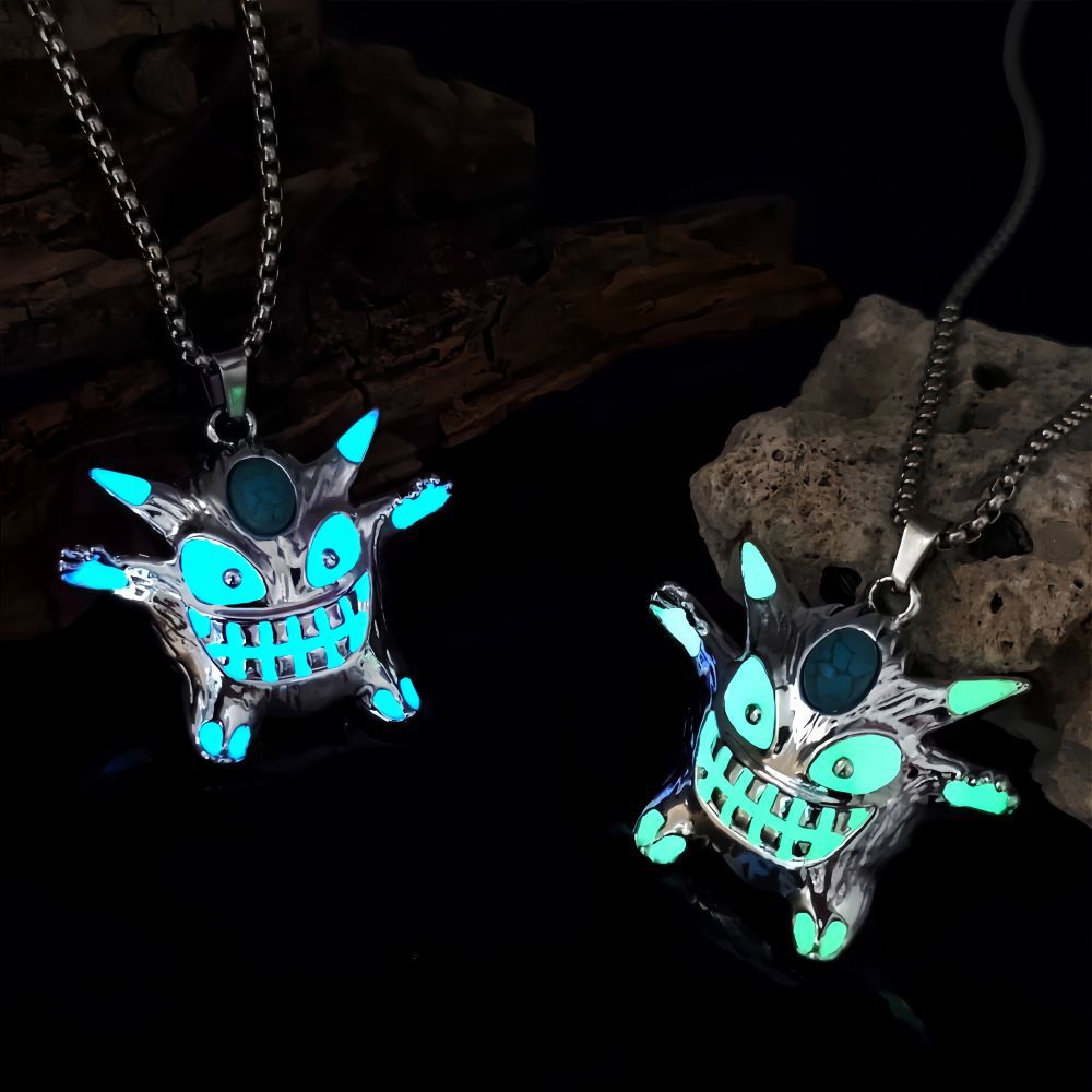 Wholesale Halloween Alloy Electroplating Demon Monster Luminous Necklace