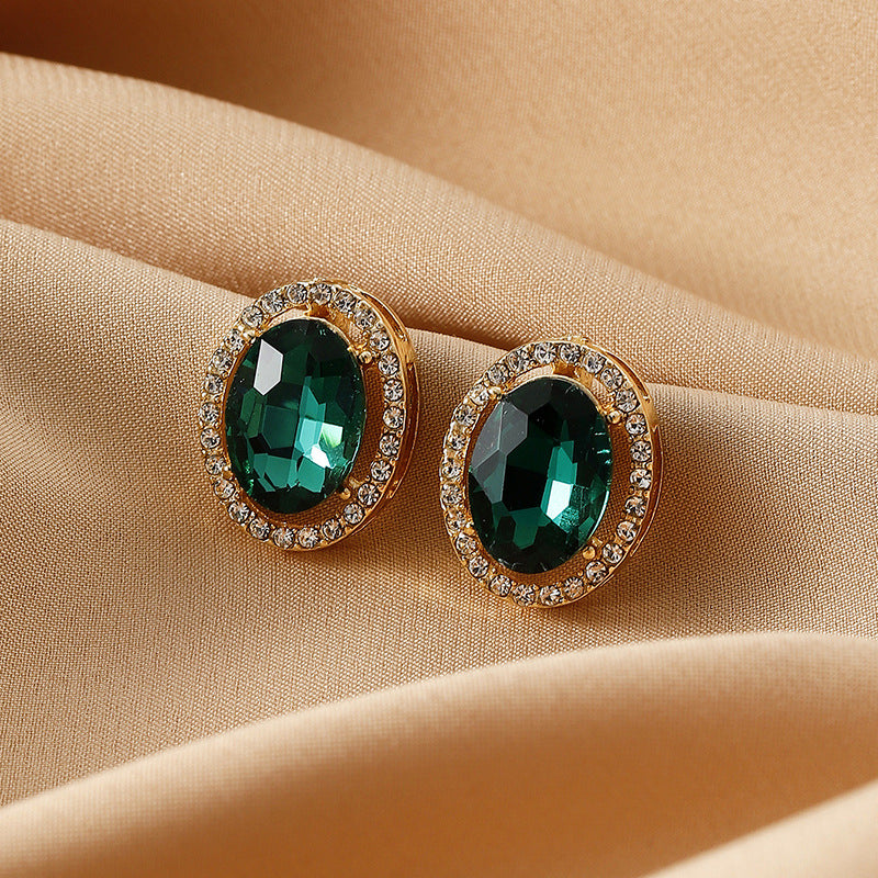 Wholesale green diamond flower lovely earrings