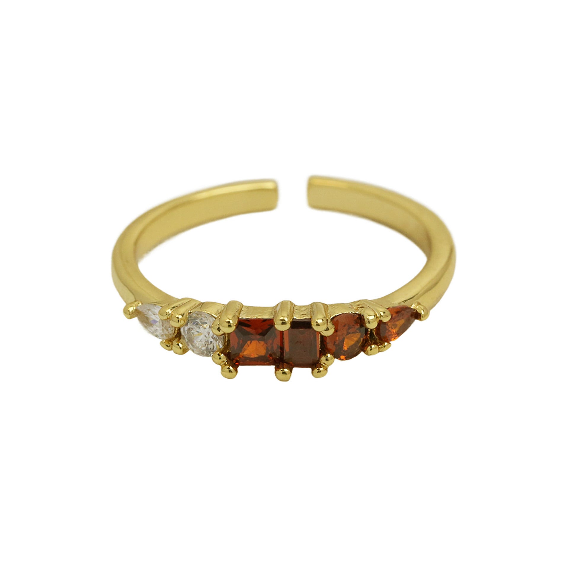 Wholesale 18K Color Zirconium Ladder Square December  Ring