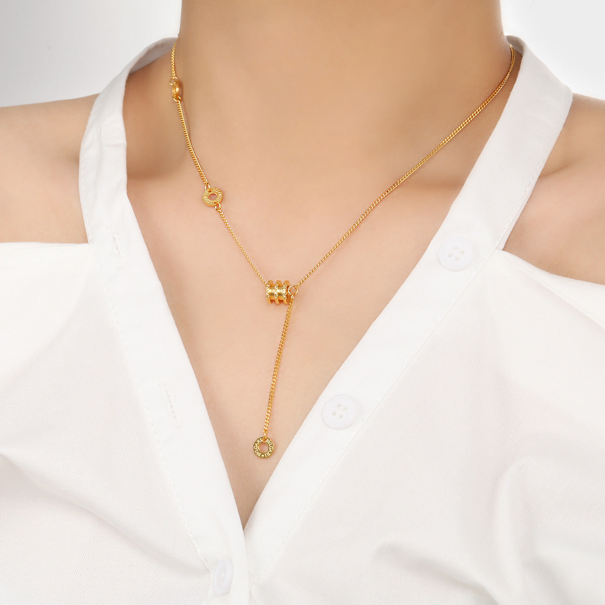 Wholesale  Titanium Steel Light Luxury Tassel  Waist Necklace