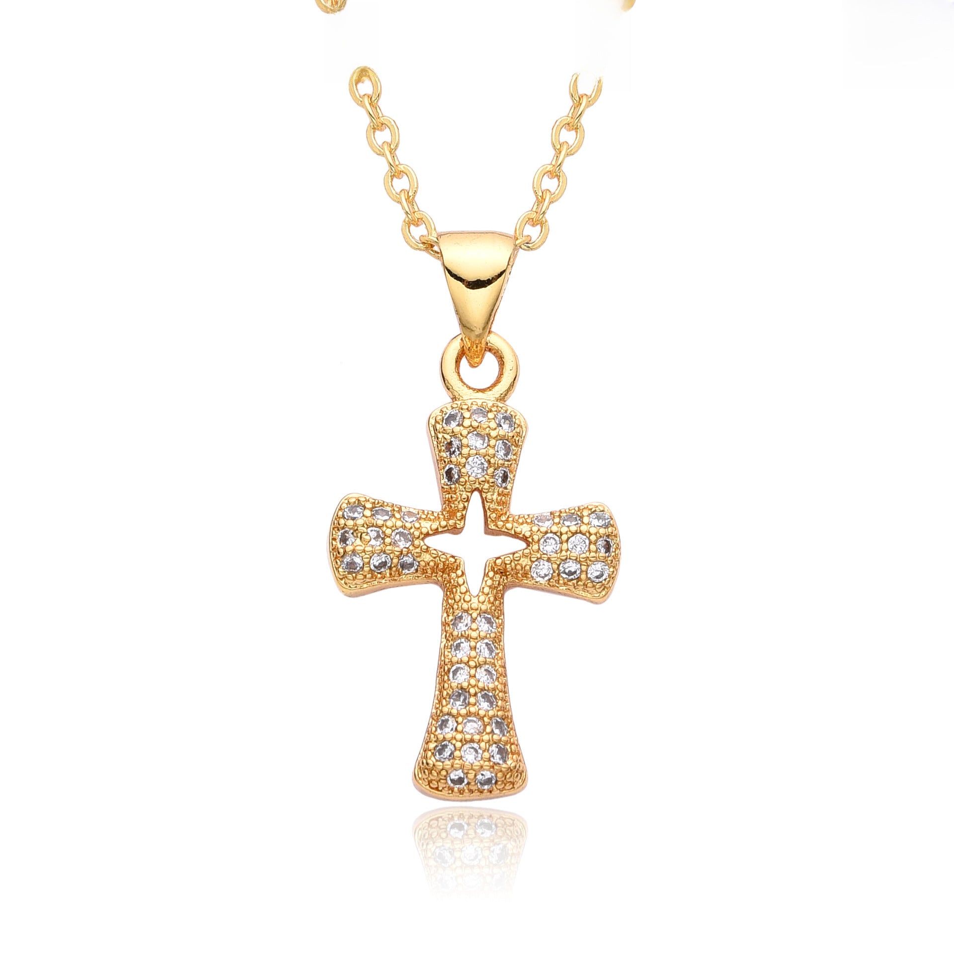 Wholesale Light luxury full diamond micro-inlaid temperament smart shining cross necklace