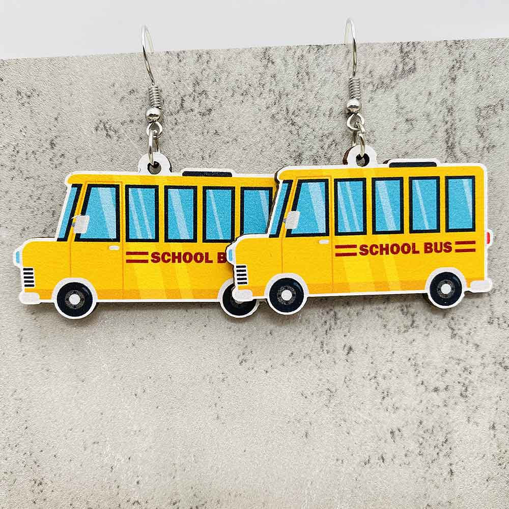 Wholesale Teachers' Day Earrings Pencil Alarm Clock Wooden Earrings