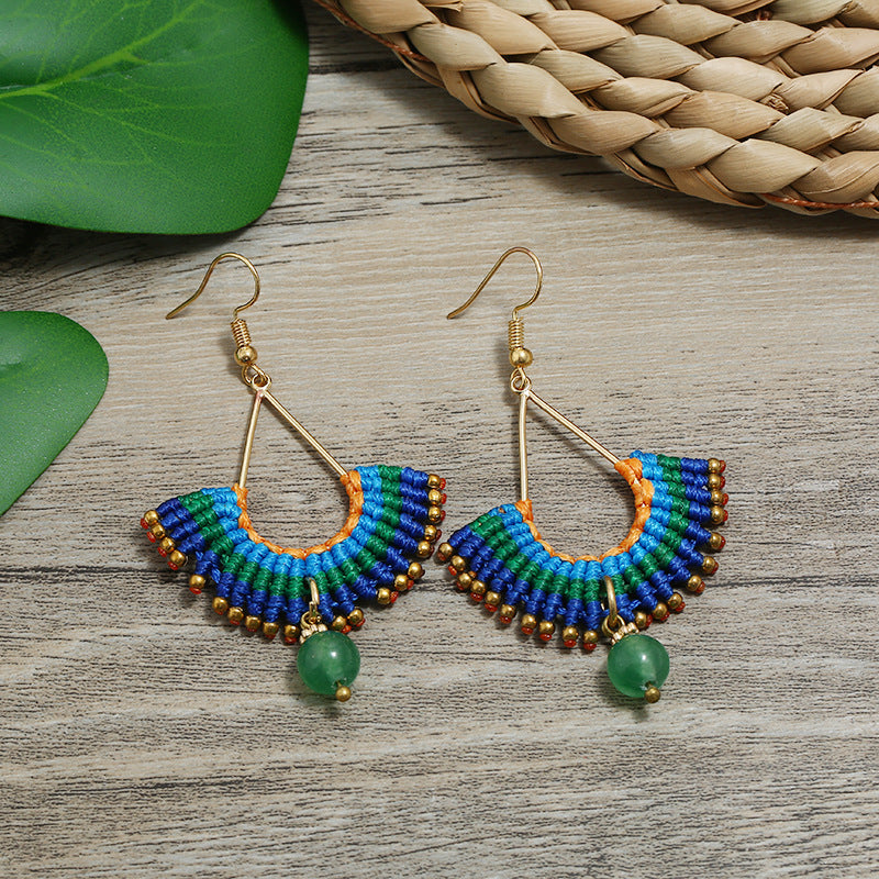 Wholesale Boho Ethnic Style Earrings Hand Braided Vintage Earrings Bohemian ACC-ES-Luox001