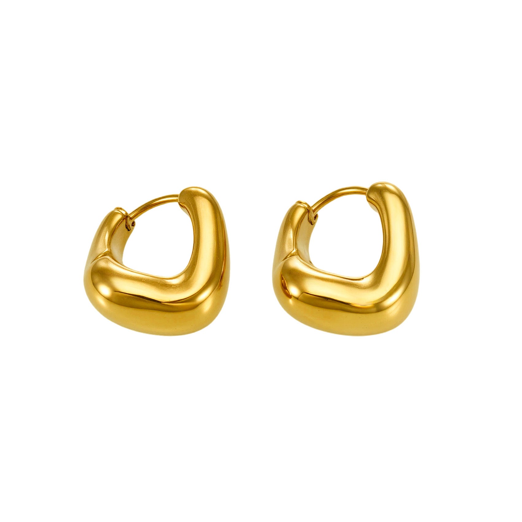 Wholesale Trendy Ins Style Oval U Shaped Earrings 18K Gold Plated Stainless Steel Boutique Resale Fashion Accessory
