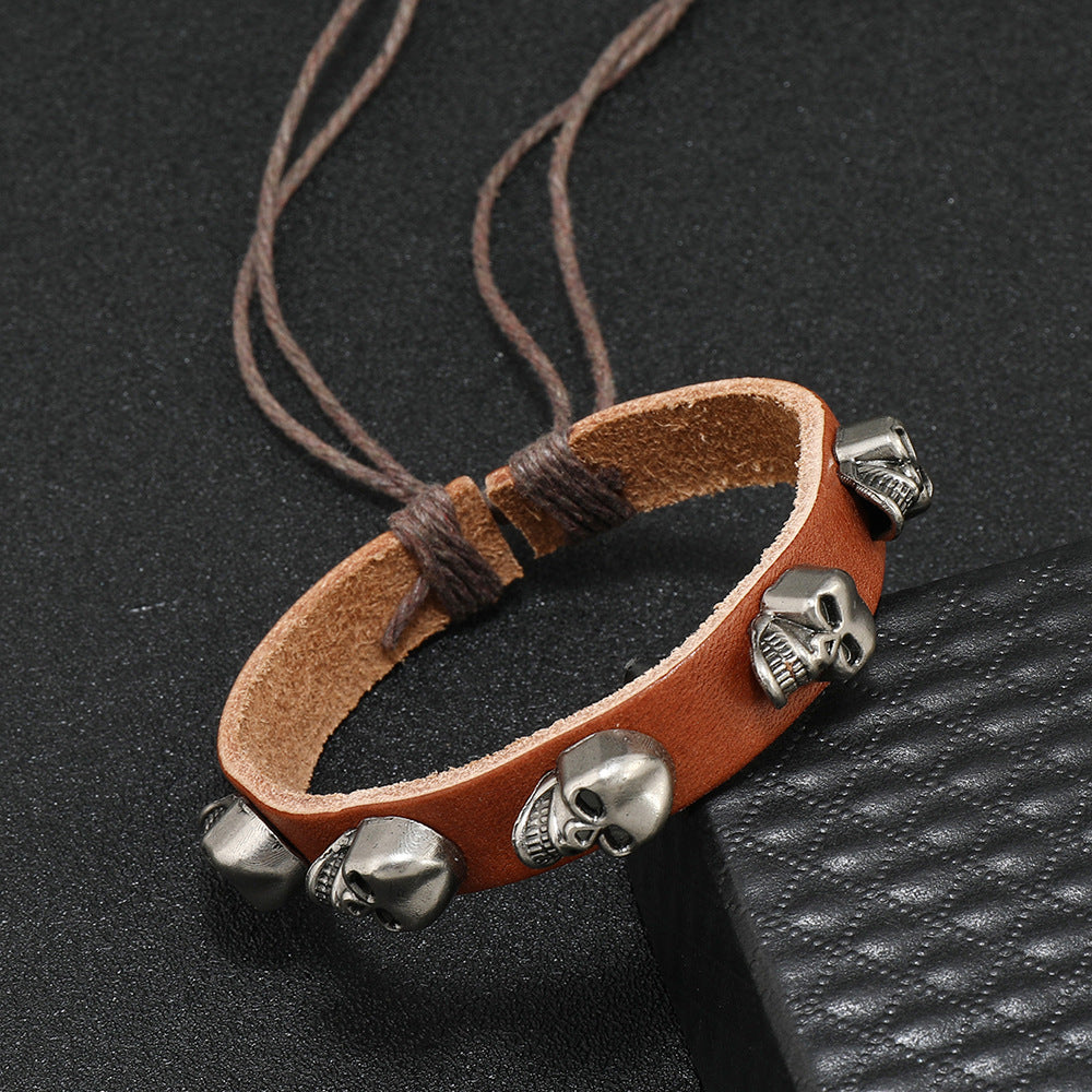 Wholesale Men' s Skull  Jewelry Retro Bracelet