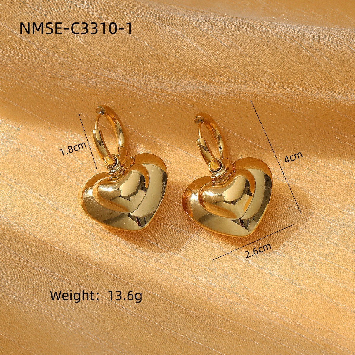 Wholesale Heart Earrings Stainless Steel Plated 18K Gold Earrings