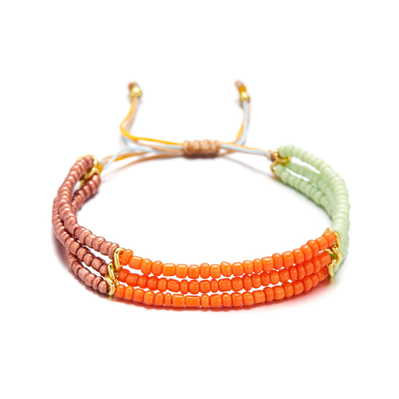 Wholesale Bohemian Style Multi-layered Braided Rice Bead Bracelet