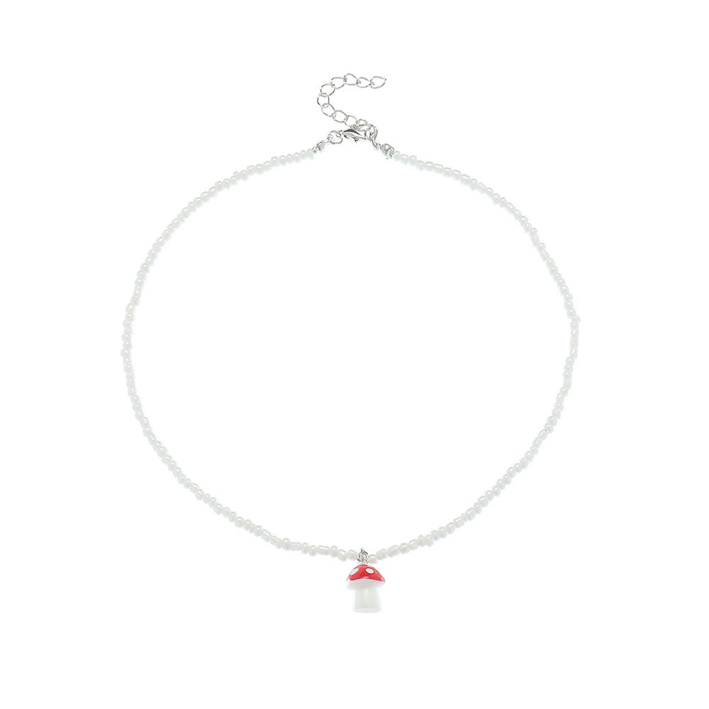 Wholesale Color Female Color Mushroom Beaded Necklace