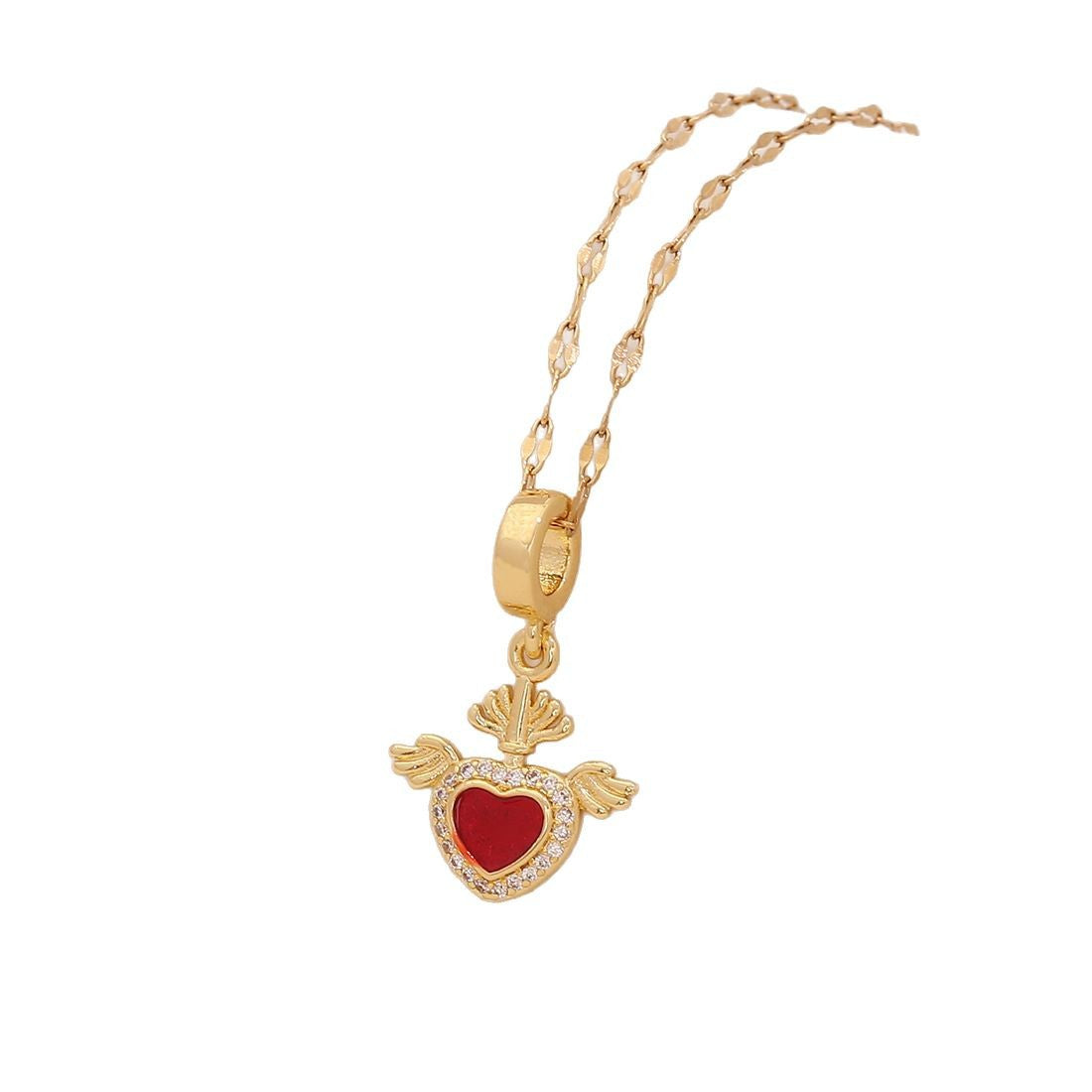 Wholesale Four-leaf Clover Pendant Color-Retaining DIY Heart  Necklace