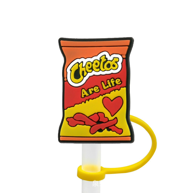 Wholesale 10pcs 7-8mm Cartoon Mexico Series Silicone Dustproof Straw Plugs Straw Tube Cap