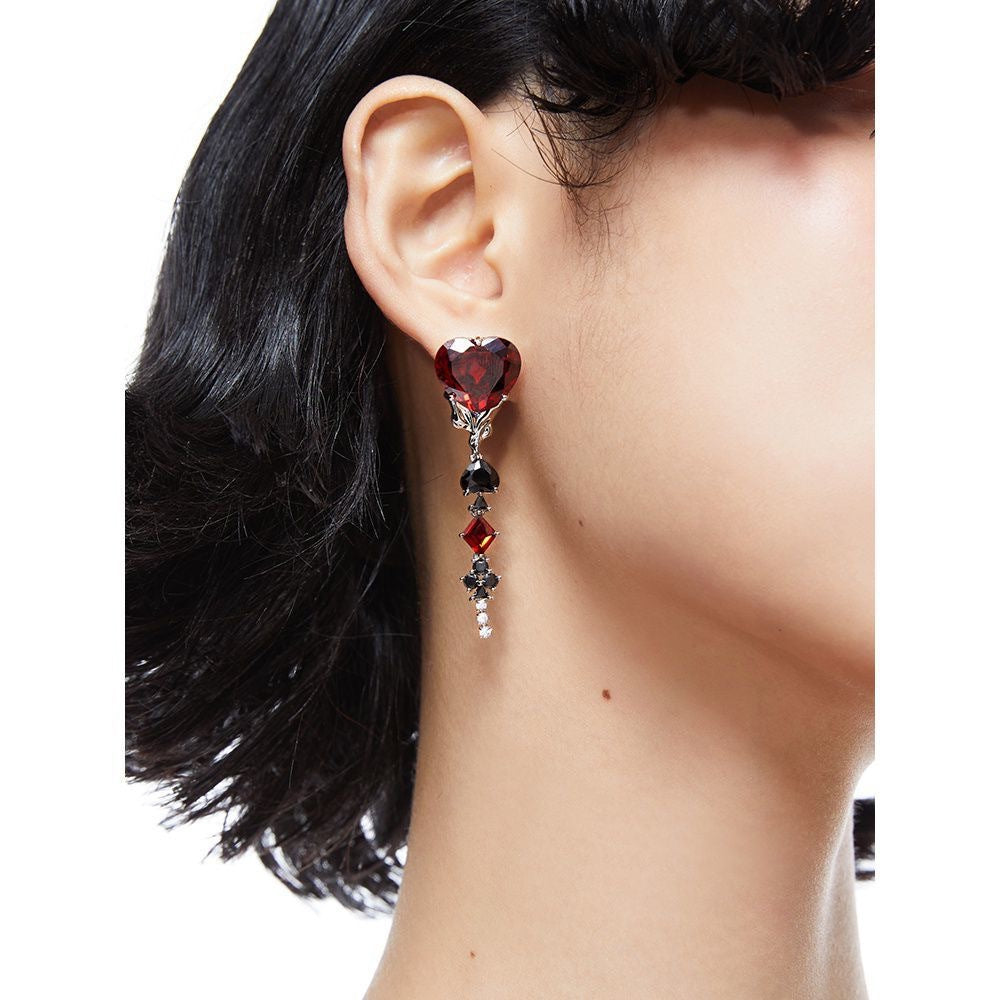 Wholesale Berry Y2K Trendy Cool Black and White Contrast Color Peach Heart  Earrings